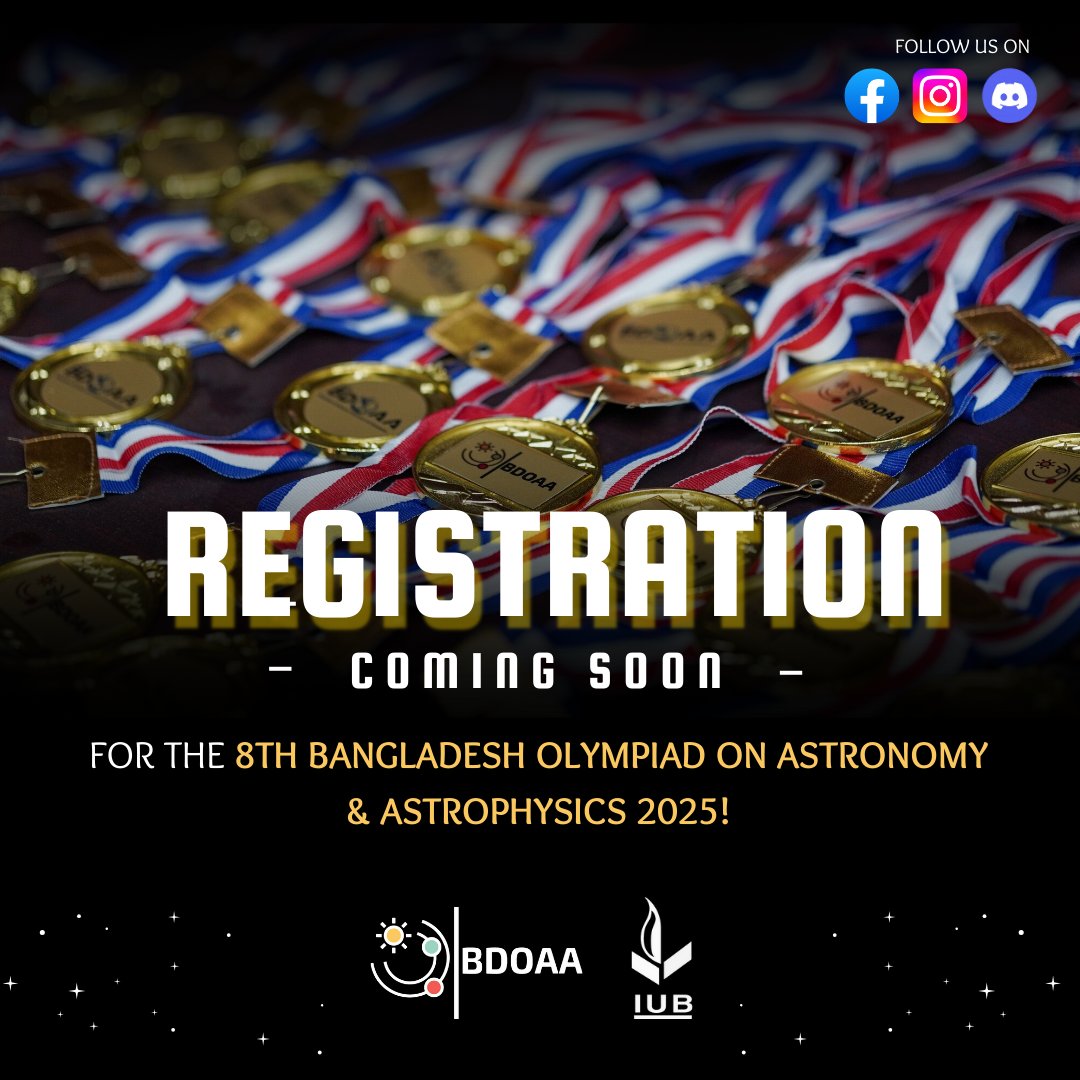Registration coming soon poster design by Md. Ashikur Rahman (Ayon) of 8th Bangladesh Olympiad on Astronomy and Astrophysics 2025 (BDOAA)